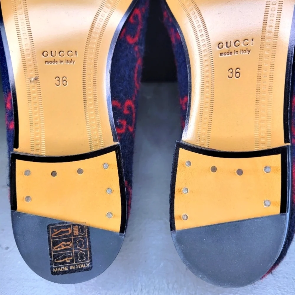 [BNIB] Gucci New Jordaan Wool GG Logo Horsebit Loafer Women 36
